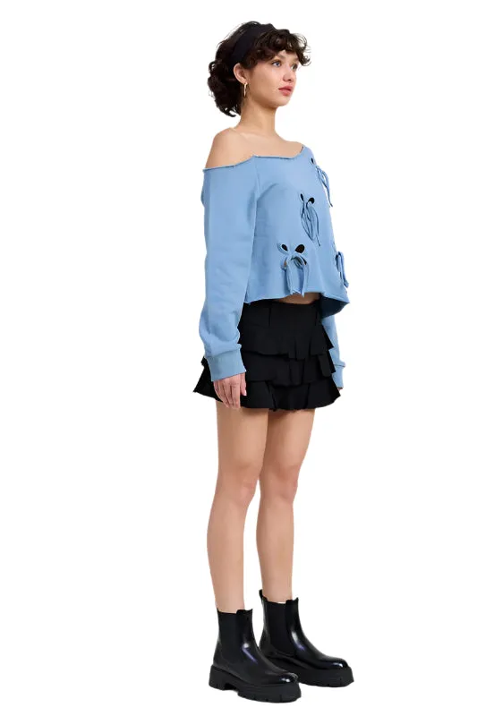 Emory Park EINSEITIGER FRENCH-TERRY-PULLOVER MIT AUSSCHNITTDETAIL