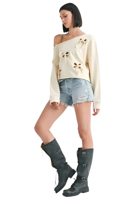 Emory Park EINSEITIGER FRENCH-TERRY-PULLOVER MIT AUSSCHNITTDETAIL