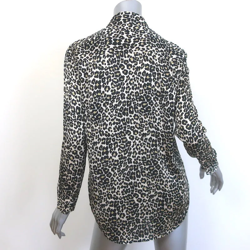 Equipment Reese Bluse Leopardenmuster Seide Größe Extra Small Langarm