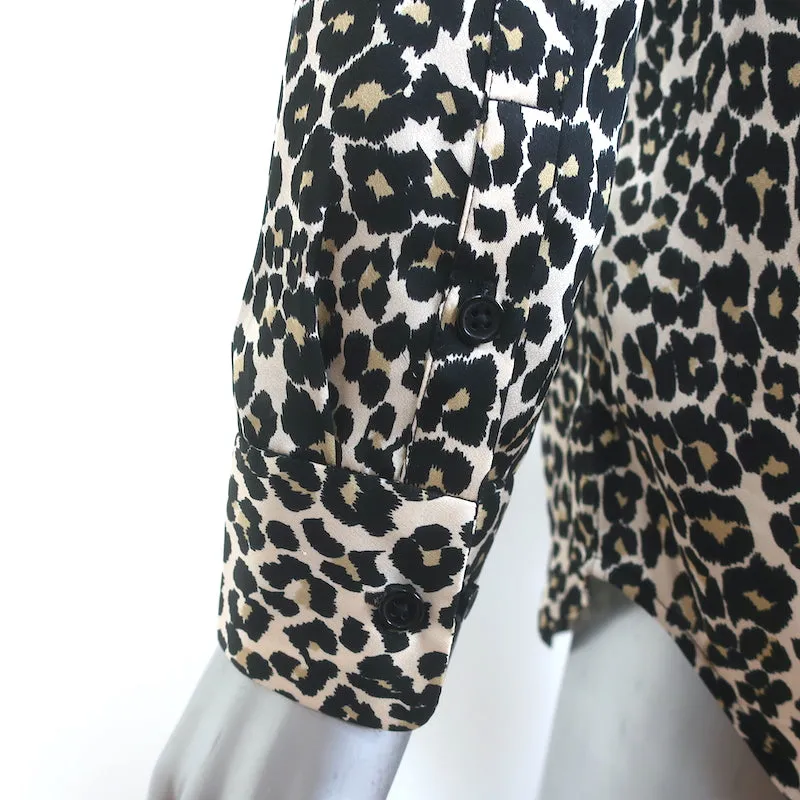 Equipment Reese Bluse Leopardenmuster Seide Größe Extra Small Langarm