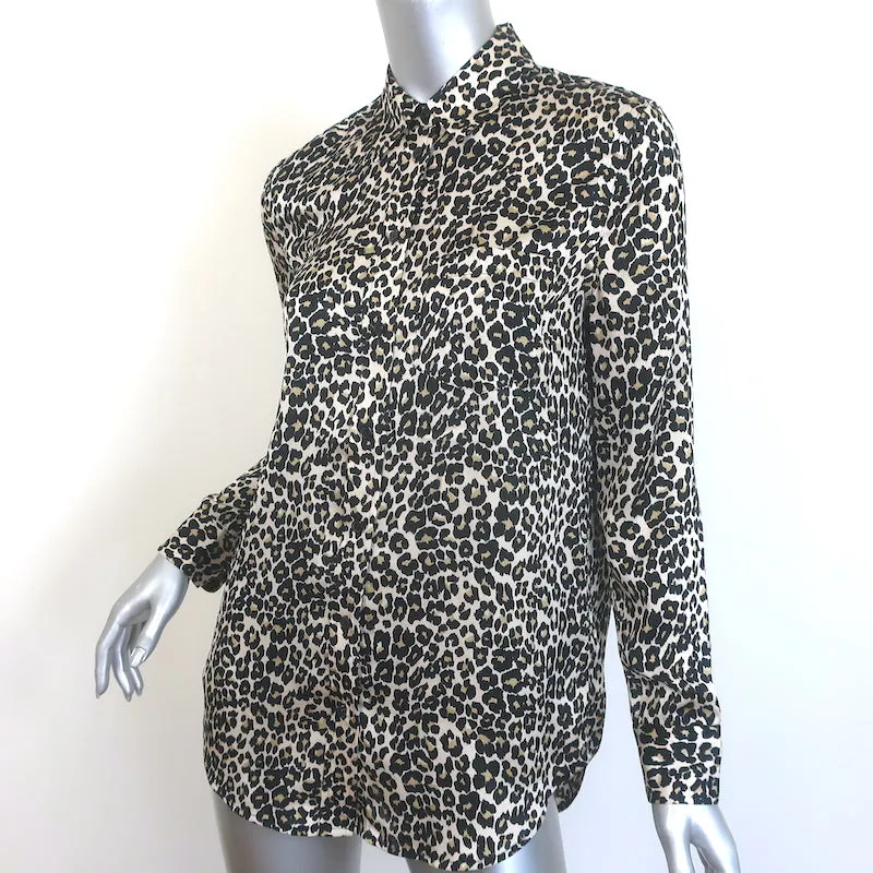 Equipment Reese Bluse Leopardenmuster Seide Größe Extra Small Langarm