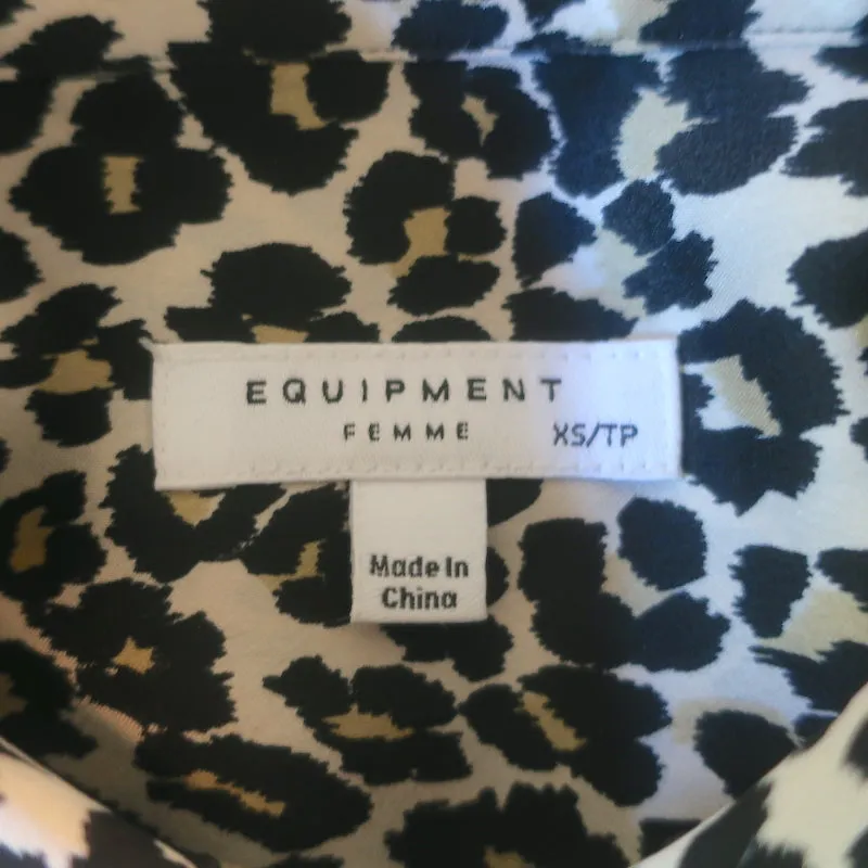 Equipment Reese Bluse Leopardenmuster Seide Größe Extra Small Langarm