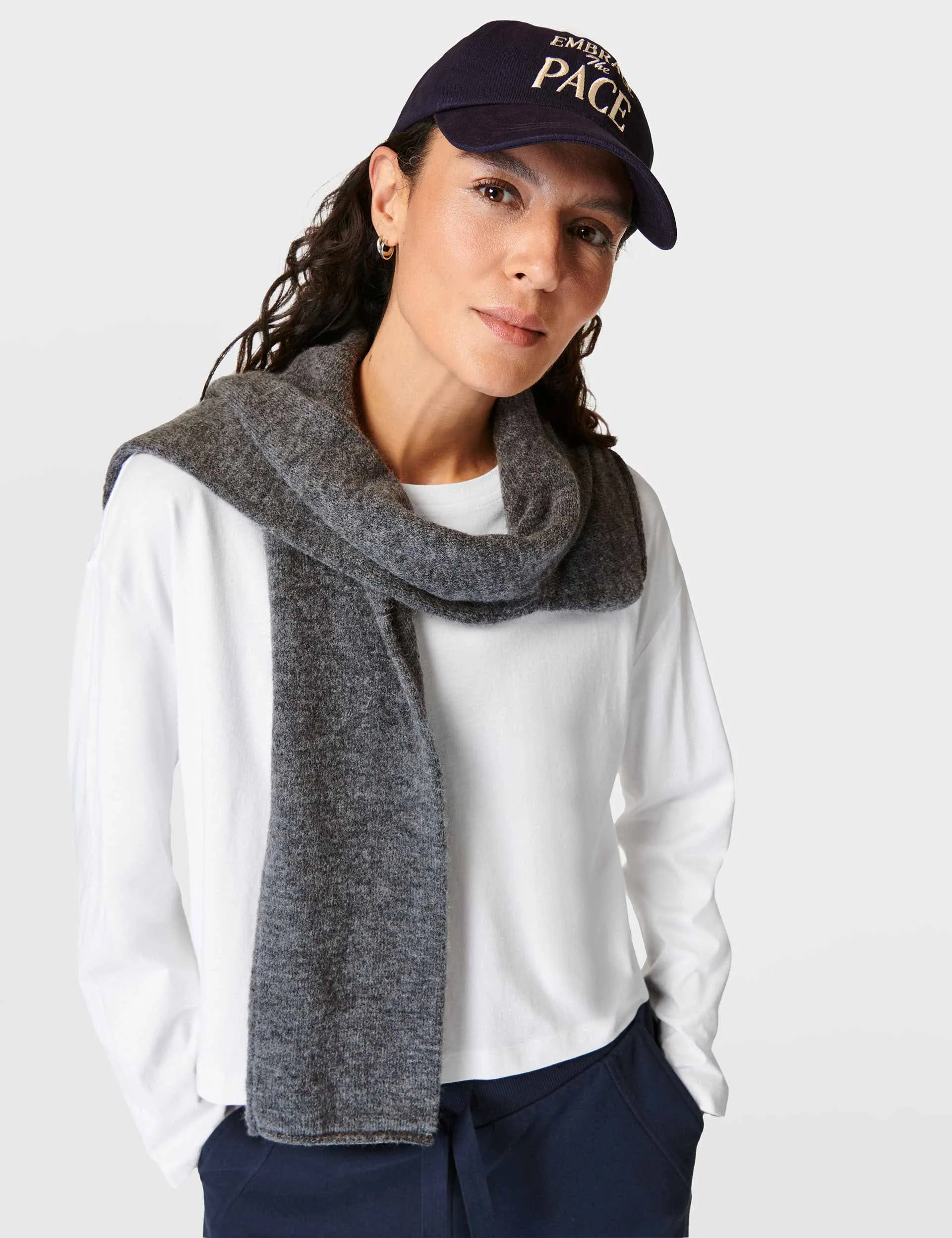 Essential Crop Langarm T-Shirt - Weiß