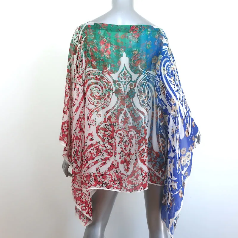 Etro Poncho Bluse Mehrfarbig Paisley-Print Chiffonseide Einheitsgröße