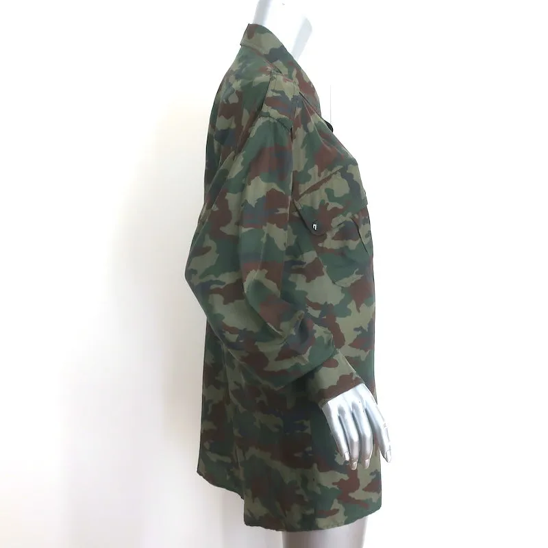 Faith Connexion Camouflage-Druck Shirt Armee Grün Größe Mittel Langarm Bluse