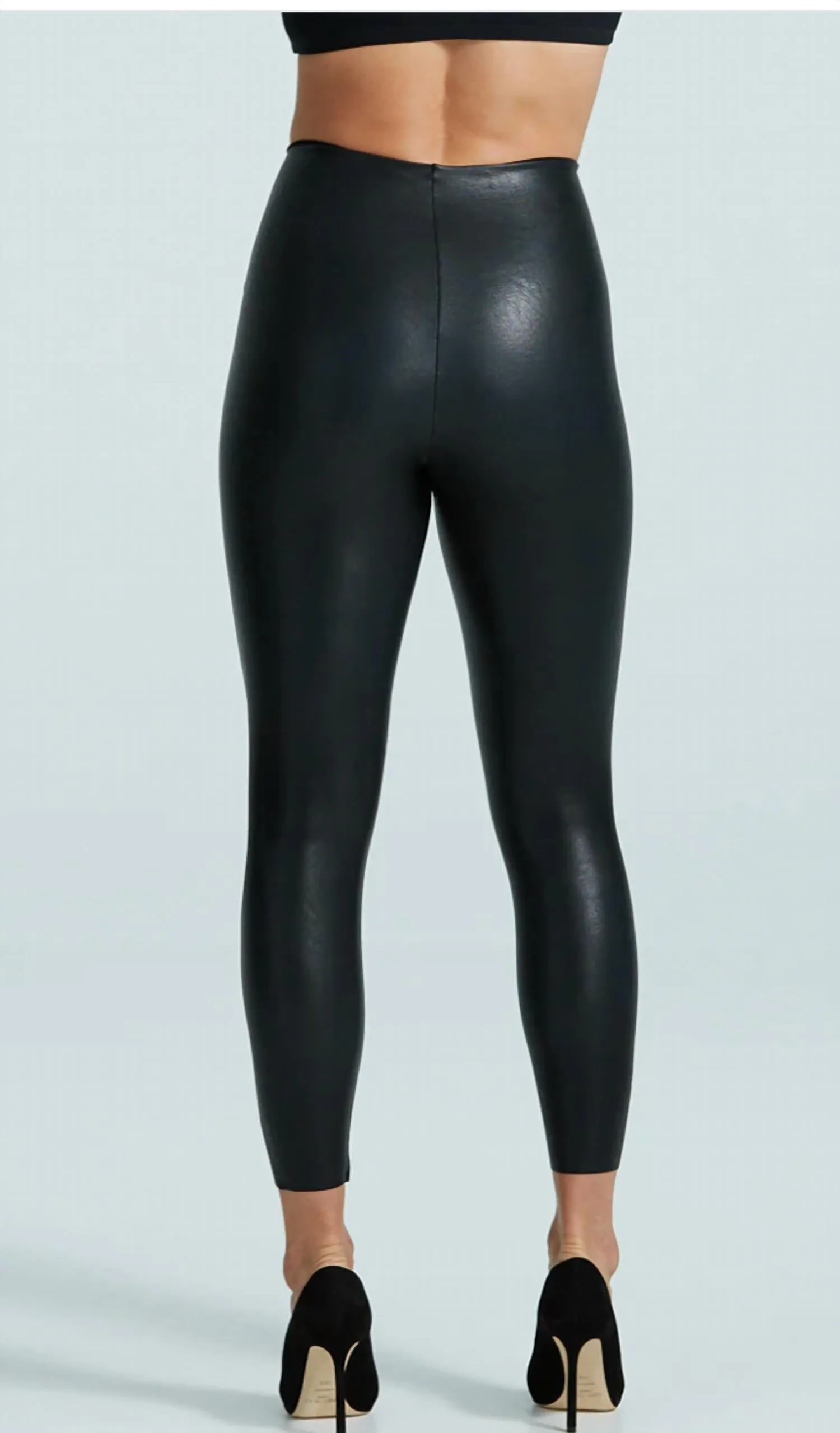 Kunstleder 7/8-Legging in Schwarz