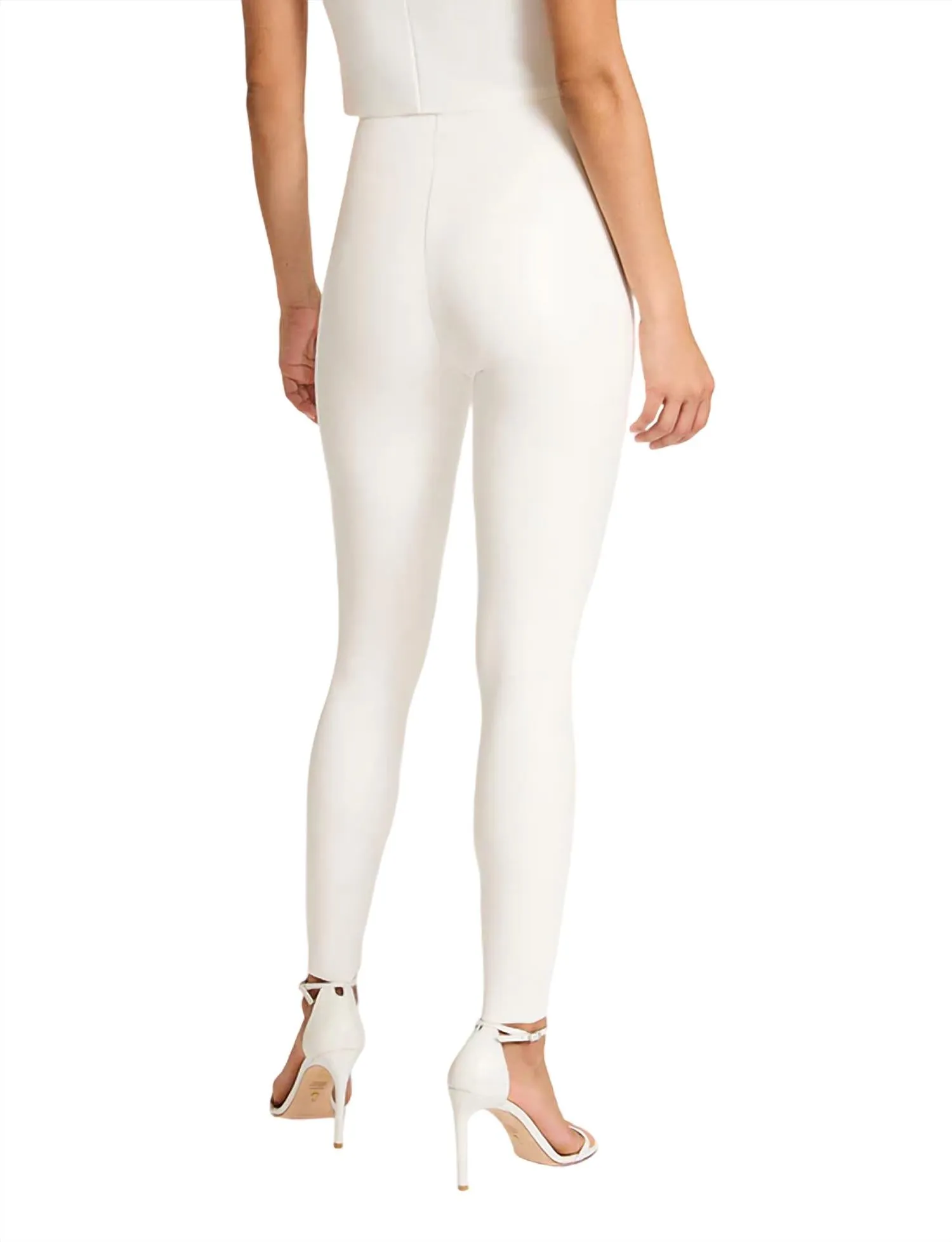 Weiße Kunstleder-Leggings