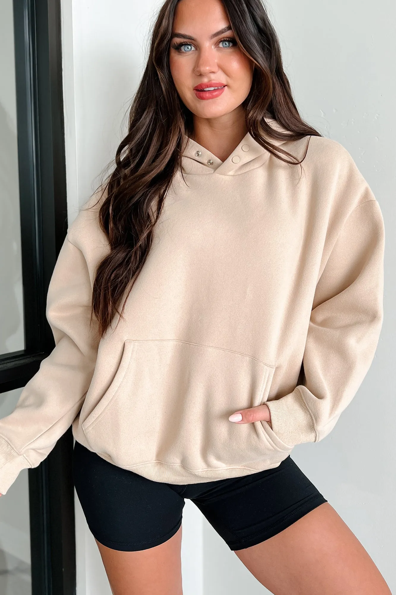 Gemütlicher Kapuzenpullover mit Druckknöpfen (Taubenblau)