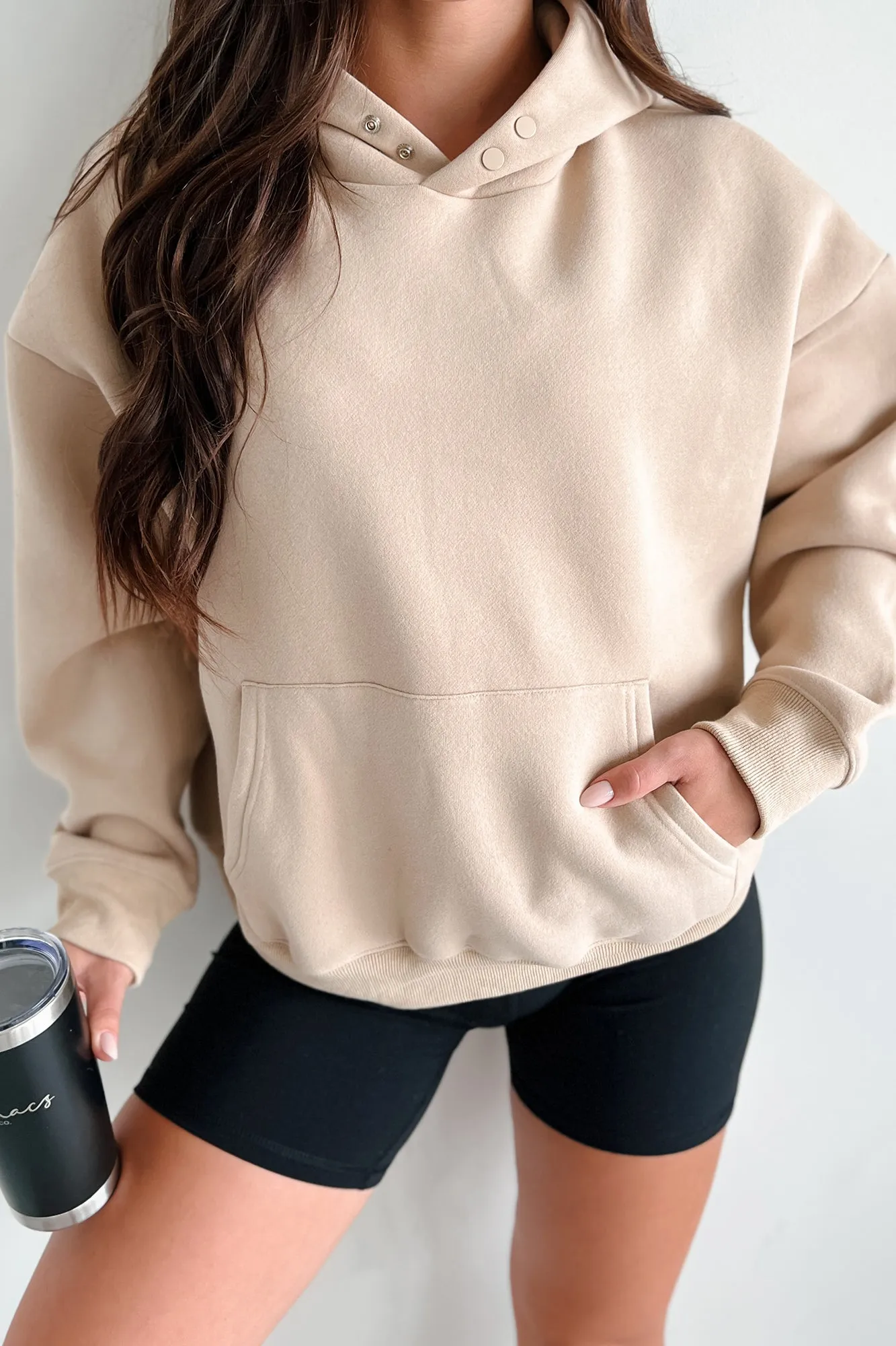Gemütlicher Kapuzenpullover mit Druckknöpfen (Taubenblau)