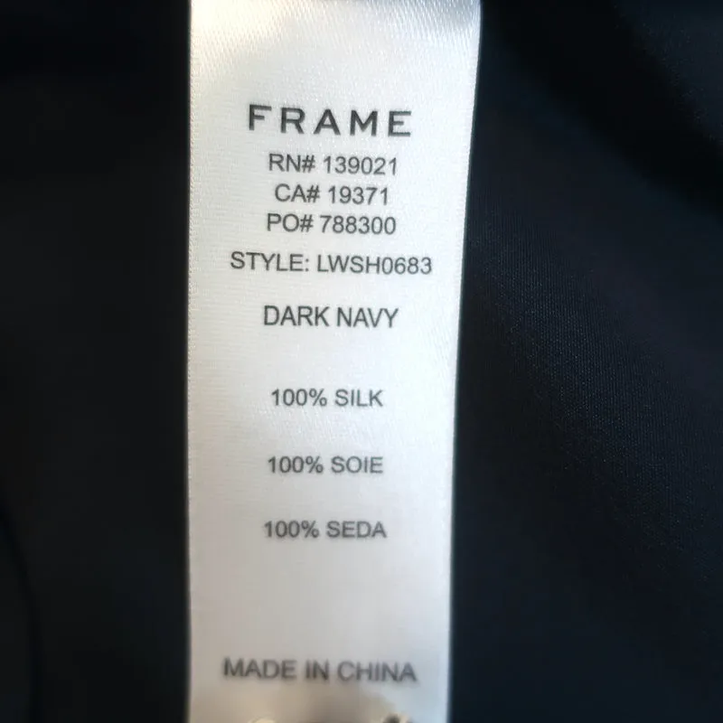 FRAME Rüschen-Hemd Marineblau Seide Größe XS Kurzarmbluse
