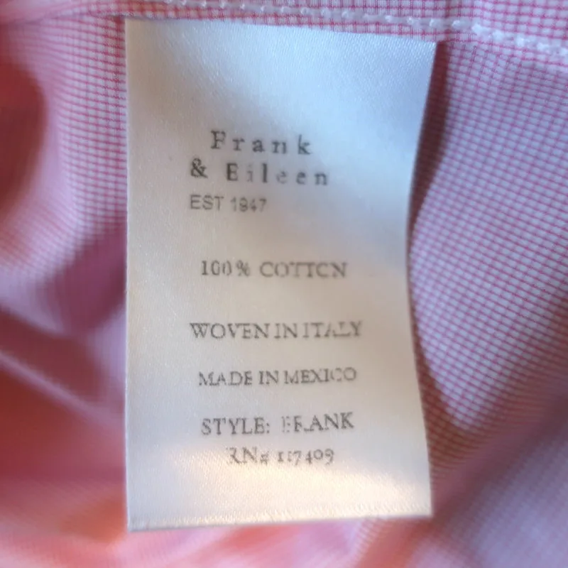 Frank & Eileen Frank Hemd Pink Mikrokaro Baumwolle Größe Extra Extra Klein