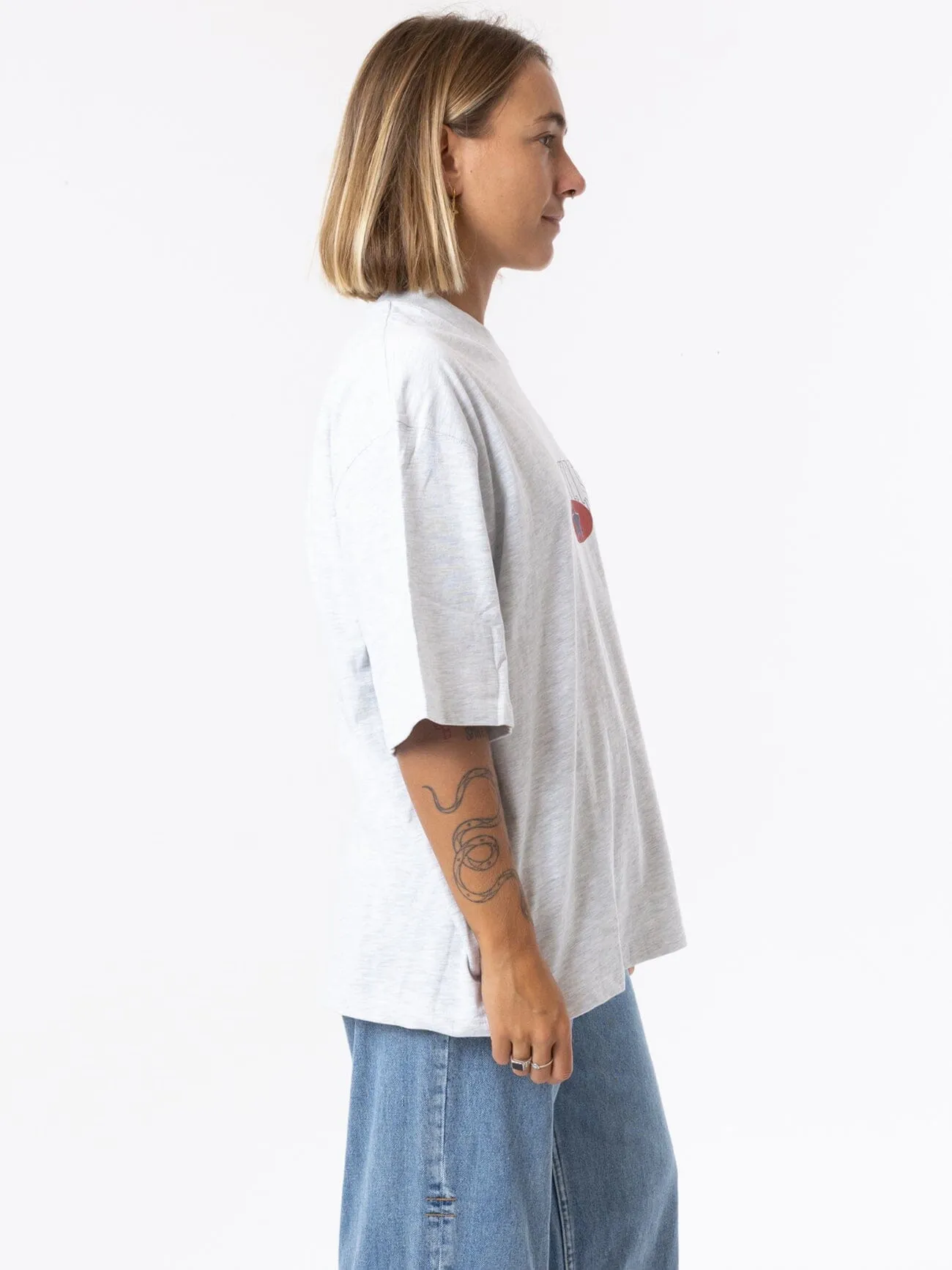 Full Ride Übergroßes T-Shirt - Weiß Meliert