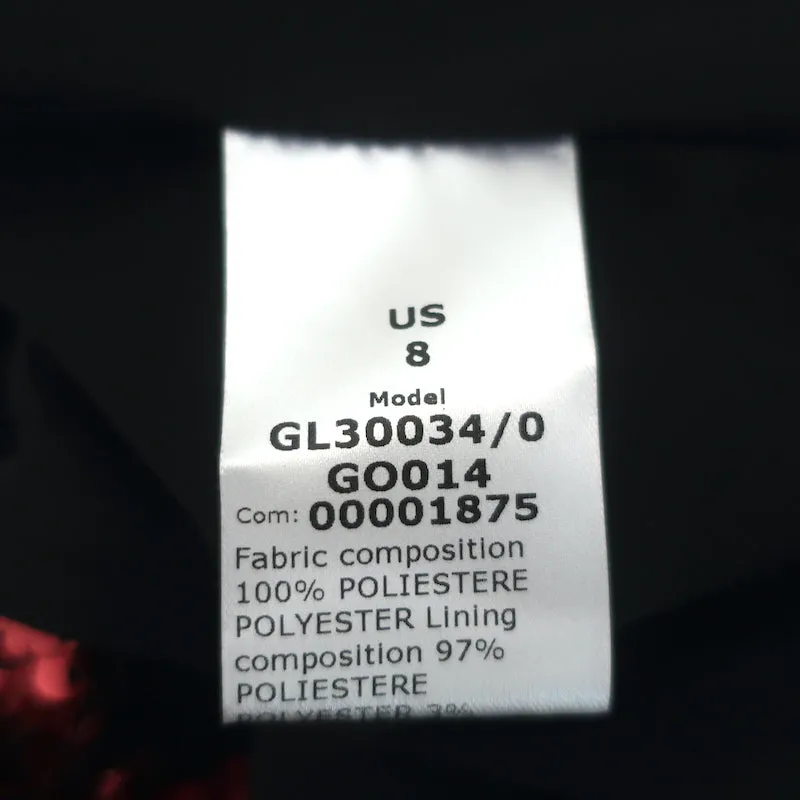 G. Label Goop Charlotte Pailletten Top Rot Größe 8 Rüschen-Schulterbluse