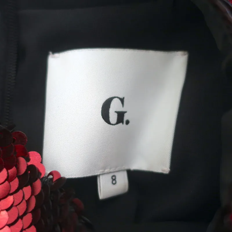 G. Label Goop Charlotte Pailletten Top Rot Größe 8 Rüschen-Schulterbluse