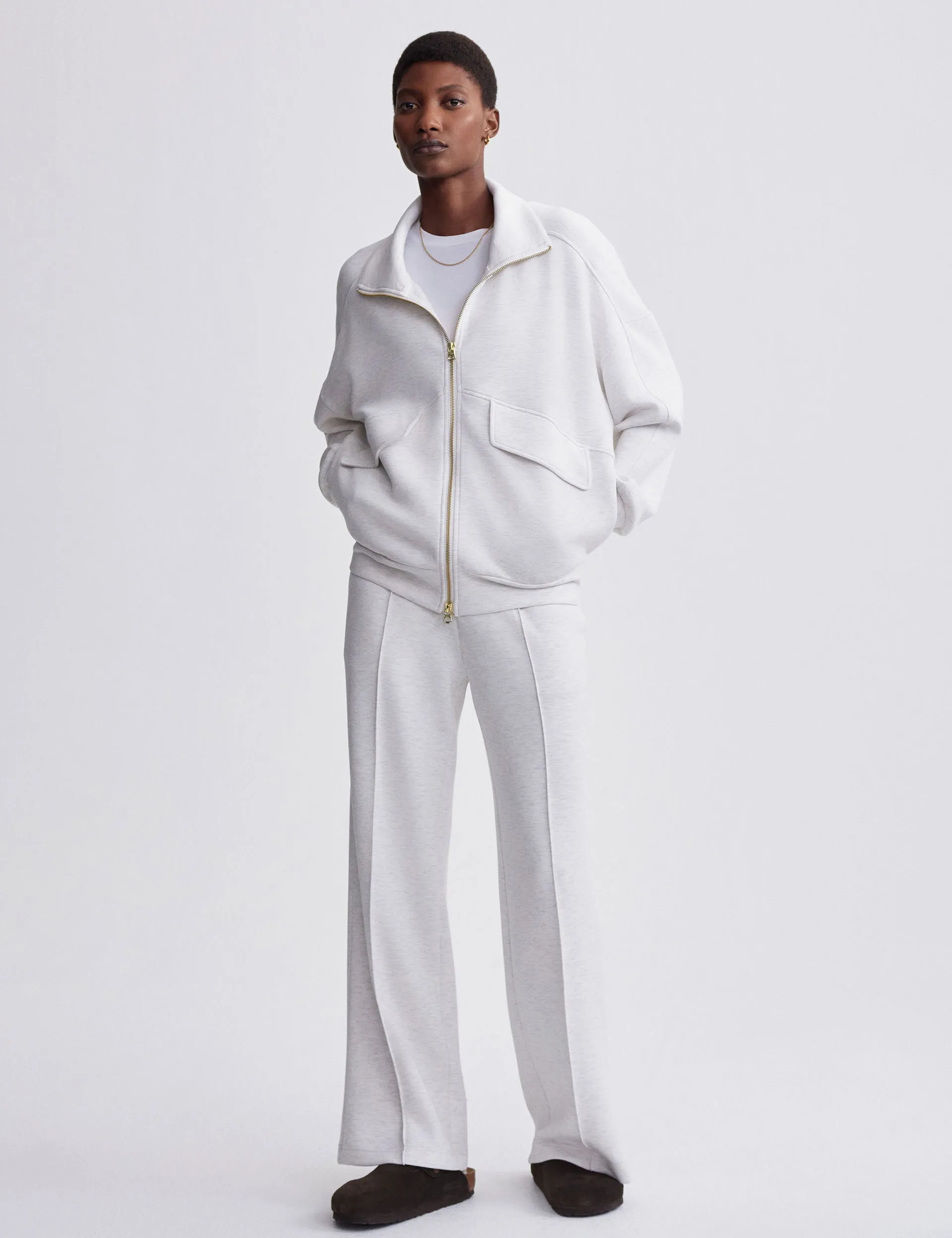 Garcia Zip-Through Sweat - Elfenbein Marl