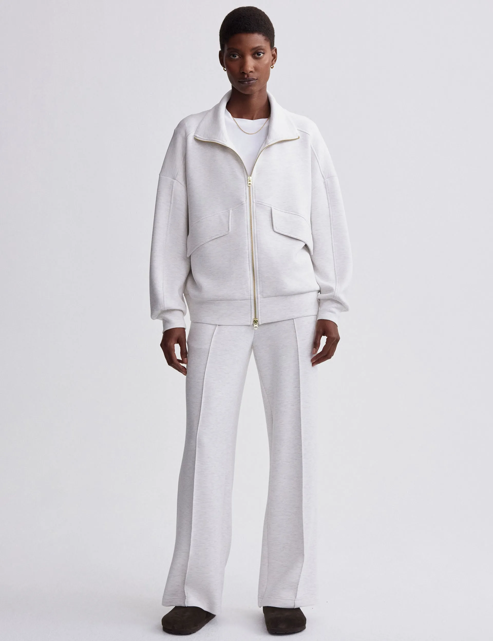 Garcia Zip-Through Sweat - Elfenbein Marl