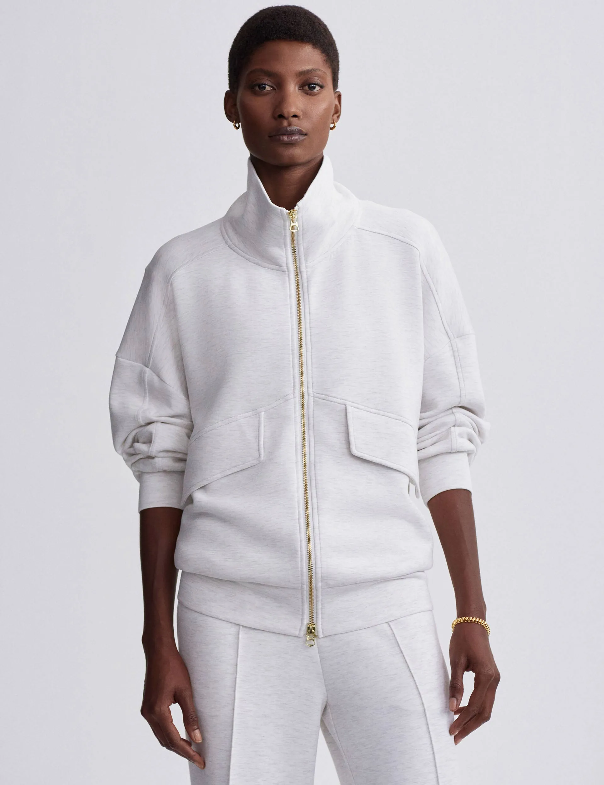 Garcia Zip-Through Sweat - Elfenbein Marl