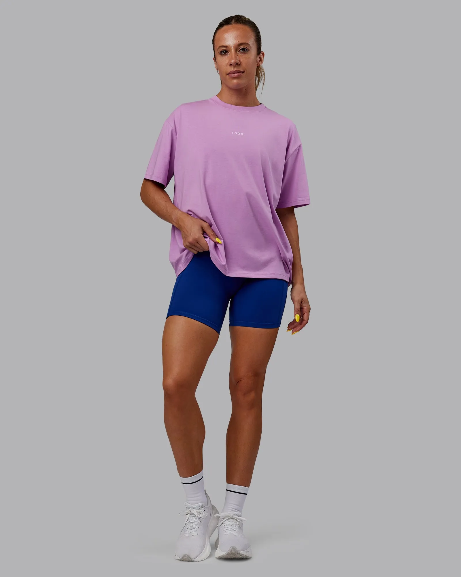 Go-To FLXCotton Übergroßes T-Shirt - Hellviolett-Weiß
