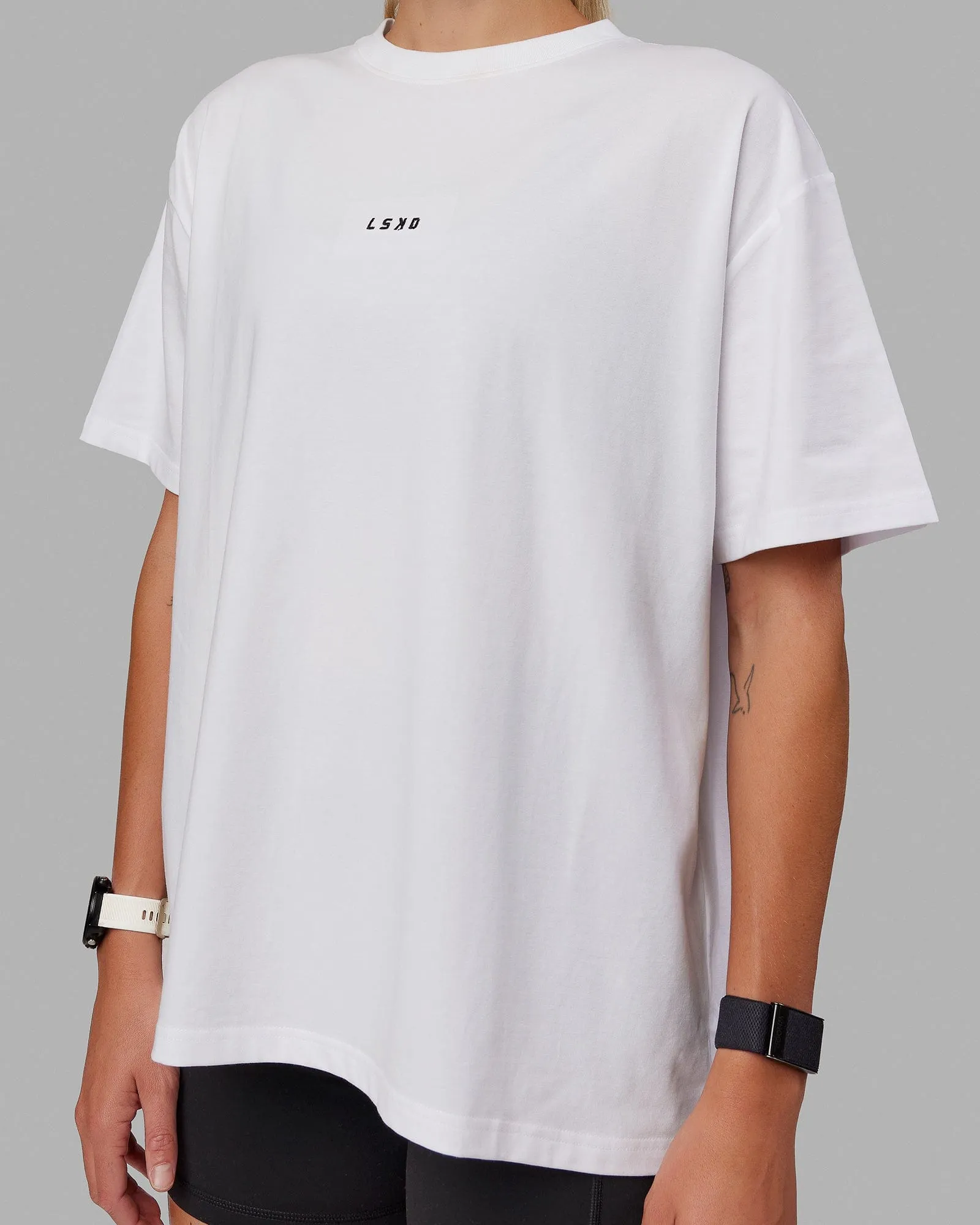 Go-To FLXCotton Übergroßes T-Shirt - Weiß-Schwarz
