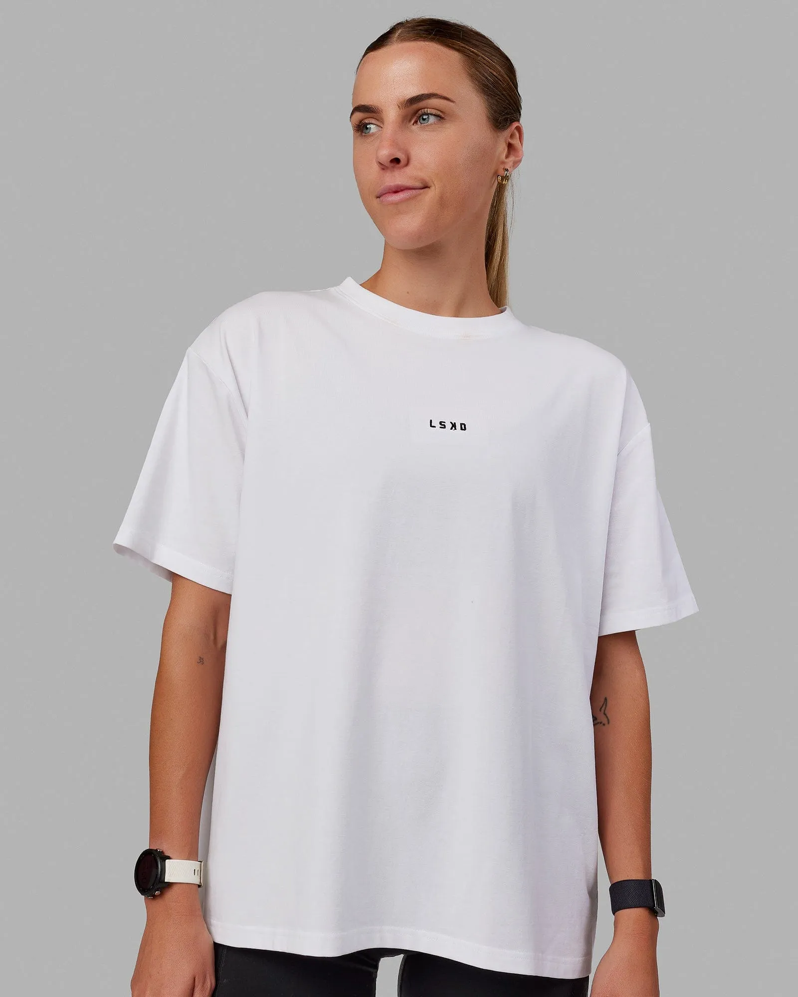 Go-To FLXCotton Übergroßes T-Shirt - Weiß-Schwarz