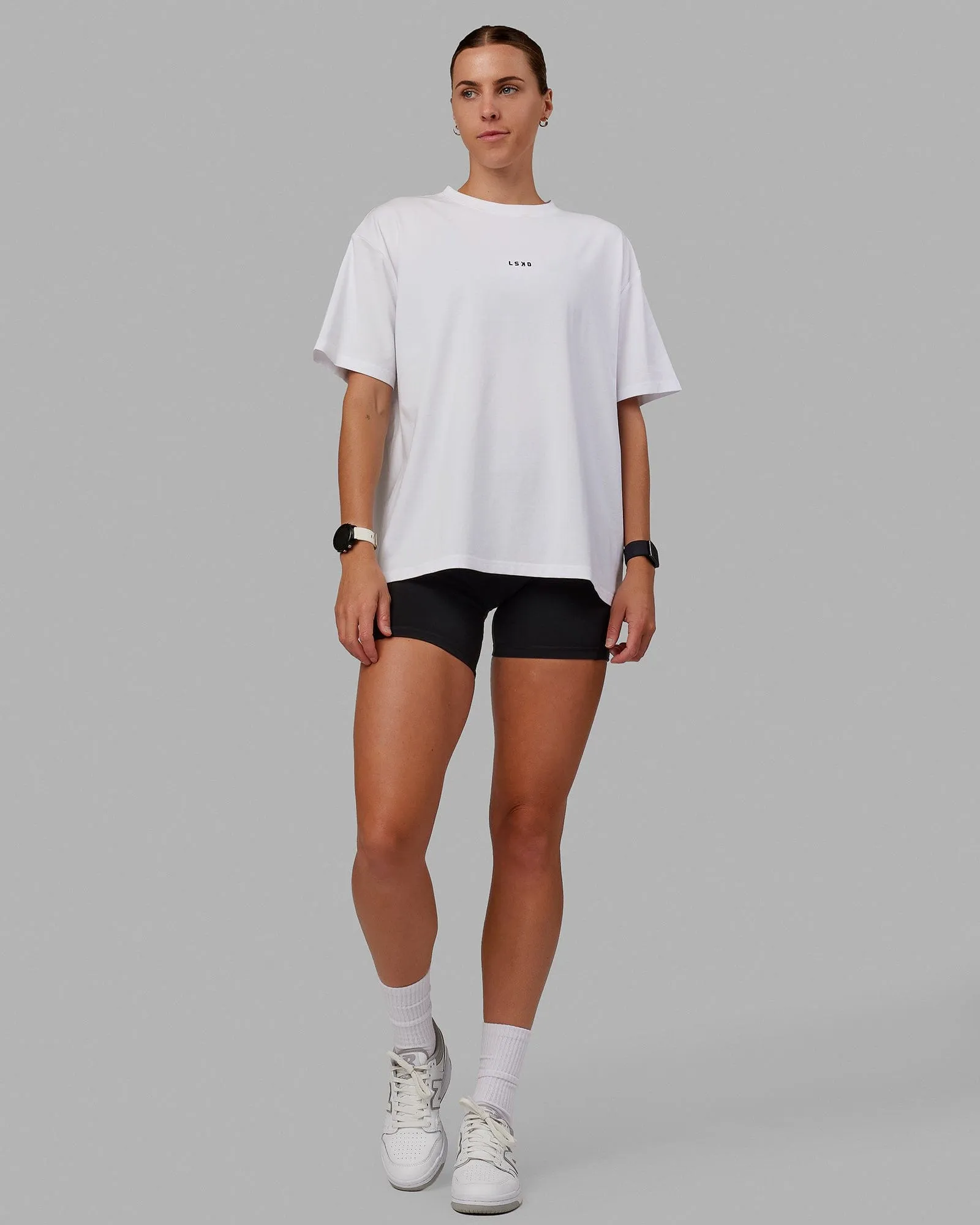 Go-To FLXCotton Übergroßes T-Shirt - Weiß-Schwarz