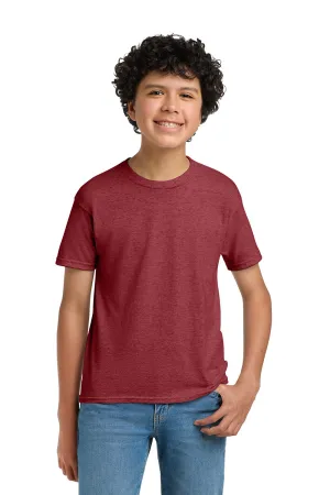 Hanes Youth EcoSmart Short Sleeve Crewneck T-Shirt - Heather Red