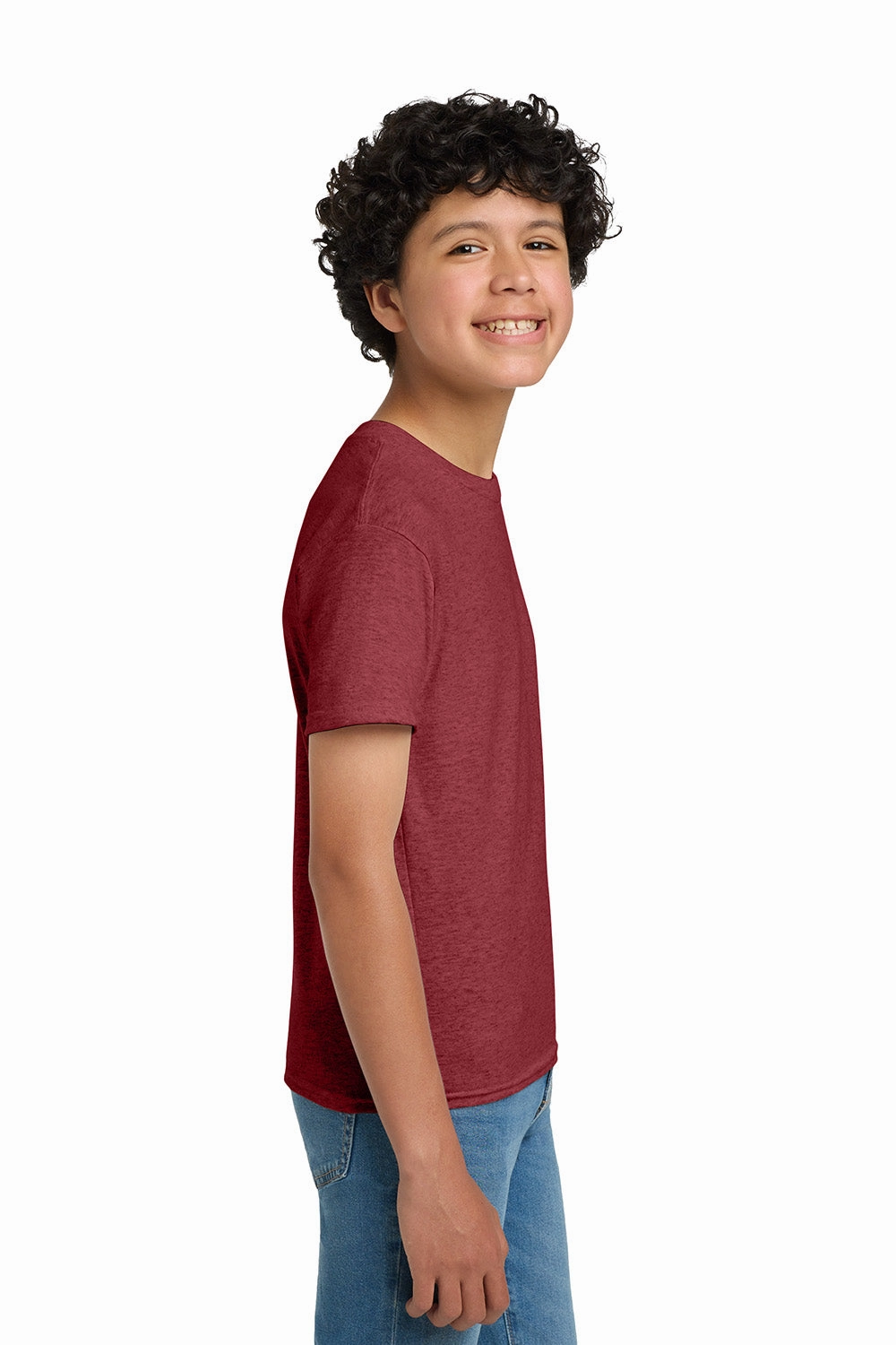 Hanes Youth EcoSmart Kurzarm-Rundhals-T-Shirt - Heather Rot