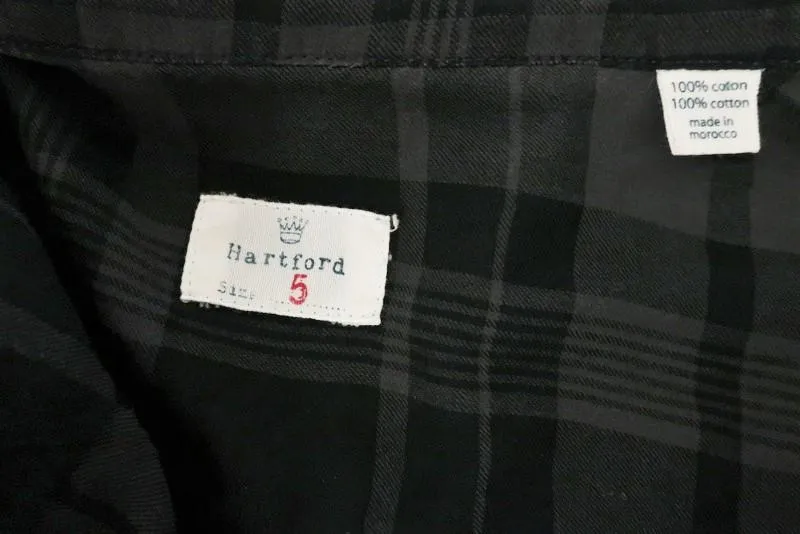 Hartford Karo-Hemd mit Knopfleiste Grau/Schwarz Baumwolle Größe 5 Langarm Oberteil