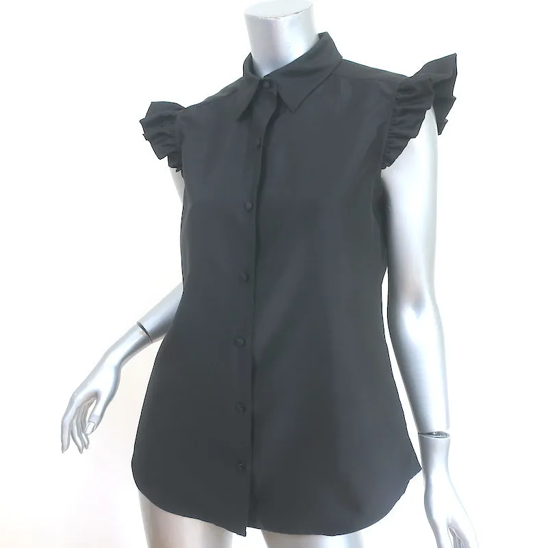 Harvey Faircloth Rüschenärmel Top Schwarz Größe 6 Knopfhemd