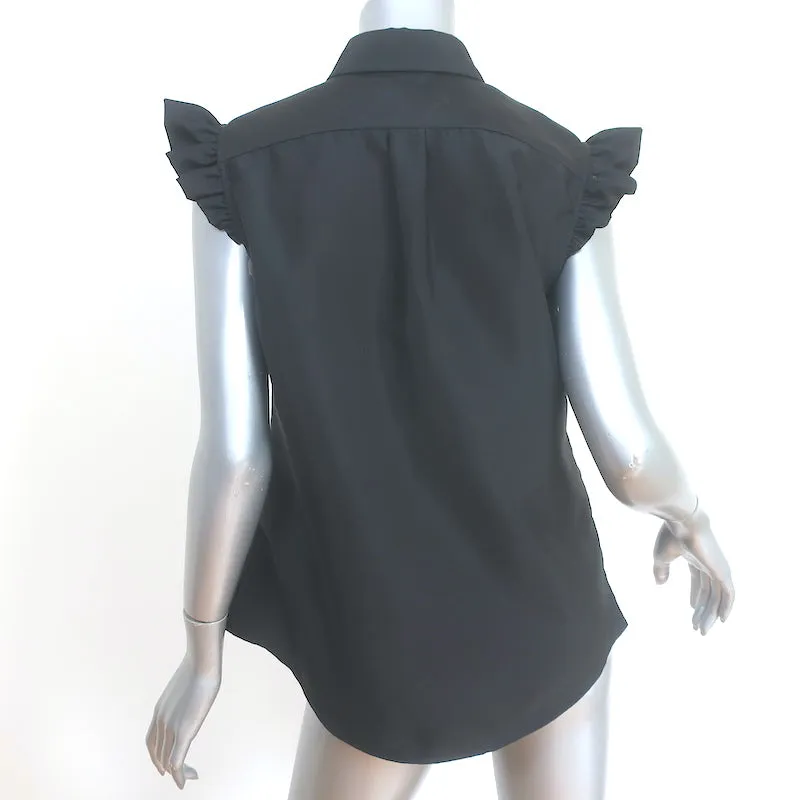 Harvey Faircloth Rüschenärmel Top Schwarz Größe 6 Knopfhemd
