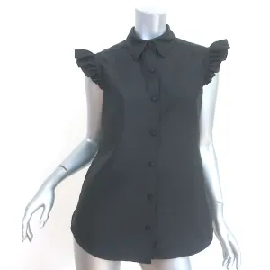 Harvey Faircloth Rüschenärmel Top Schwarz Größe 6 Knopfhemd
