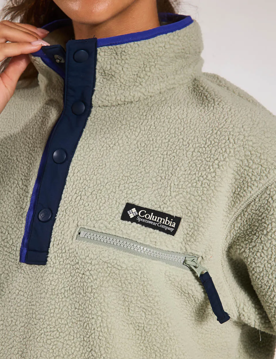 Helvetia II Cropped Sherpa Halb-Snap Fleece - Safari