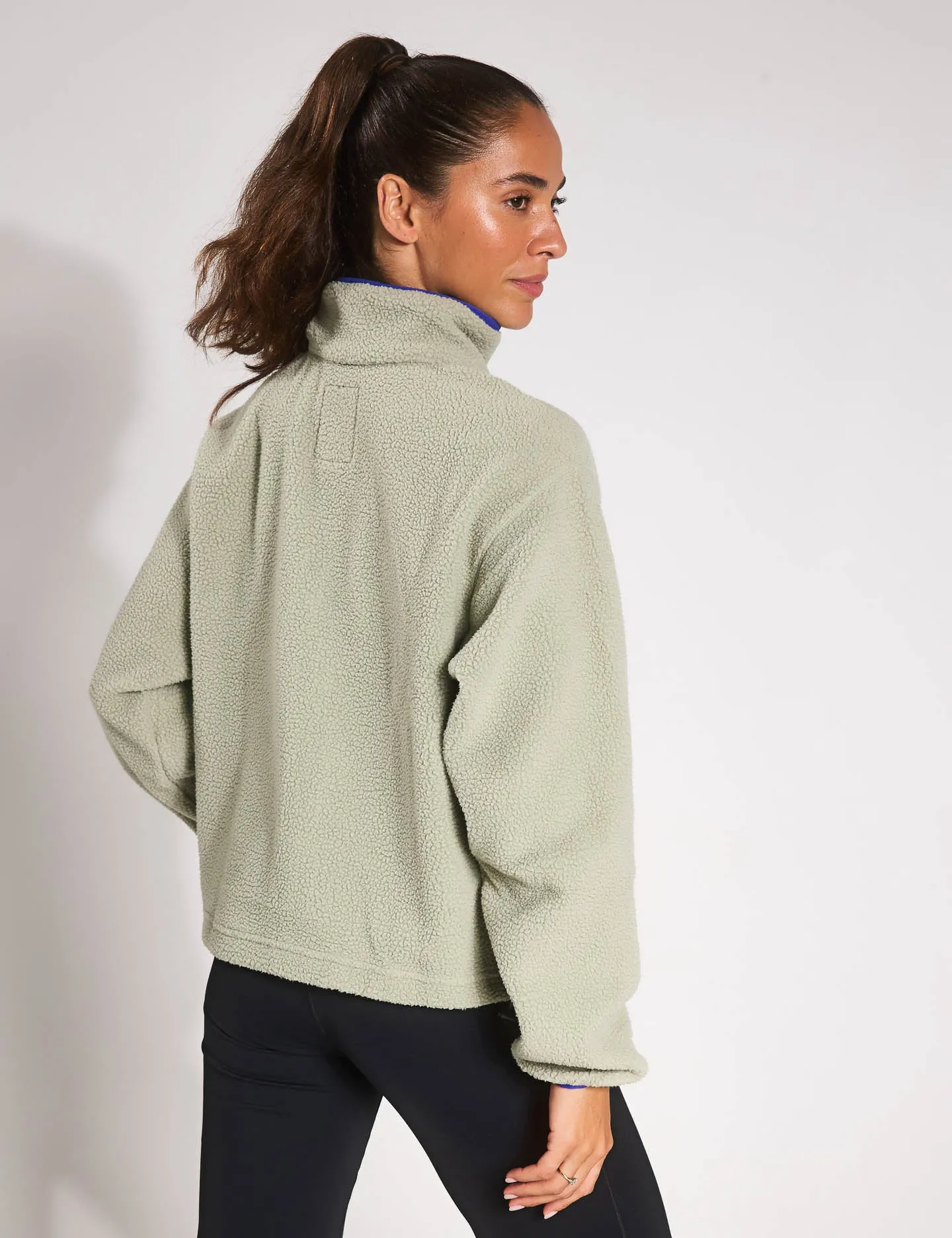 Helvetia II Cropped Sherpa Halb-Snap Fleece - Safari