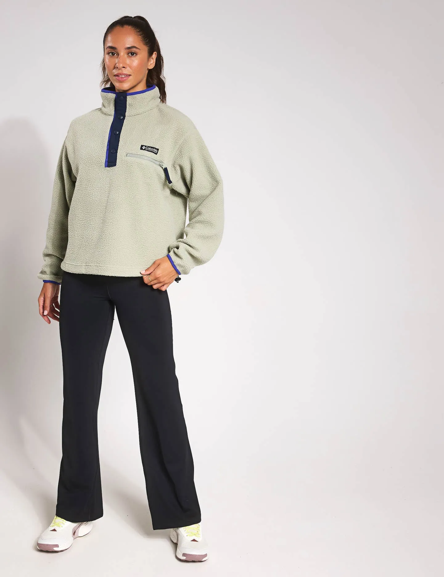 Helvetia II Cropped Sherpa Halb-Snap Fleece - Safari