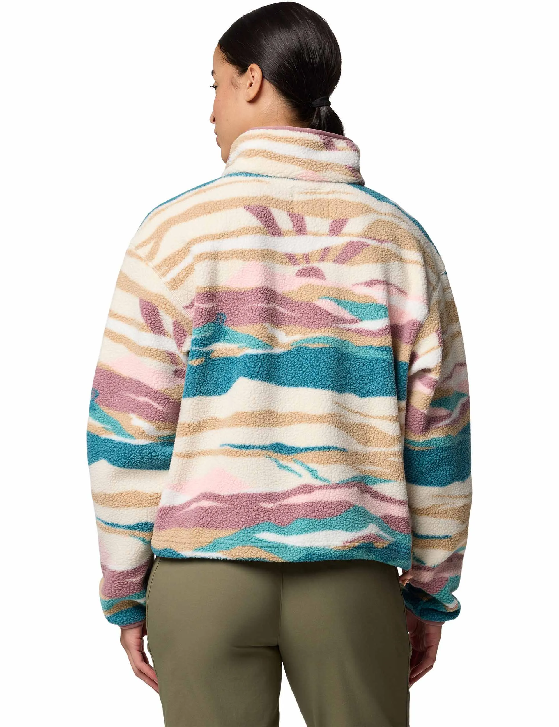 Helvetia II Cropped Sherpa Halb-Snap-Print Fleece - Flussblau Rogue Valley