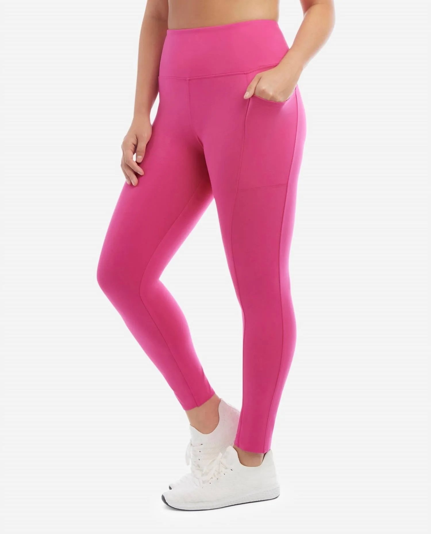 Hochgeschnittene Bonded-Leggings in Leuchtendem Pink