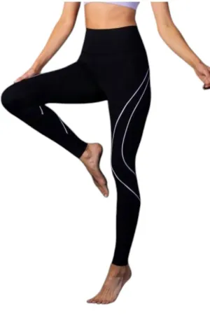 Hochtaillierende Formende Leggings in Schwarz-Lila