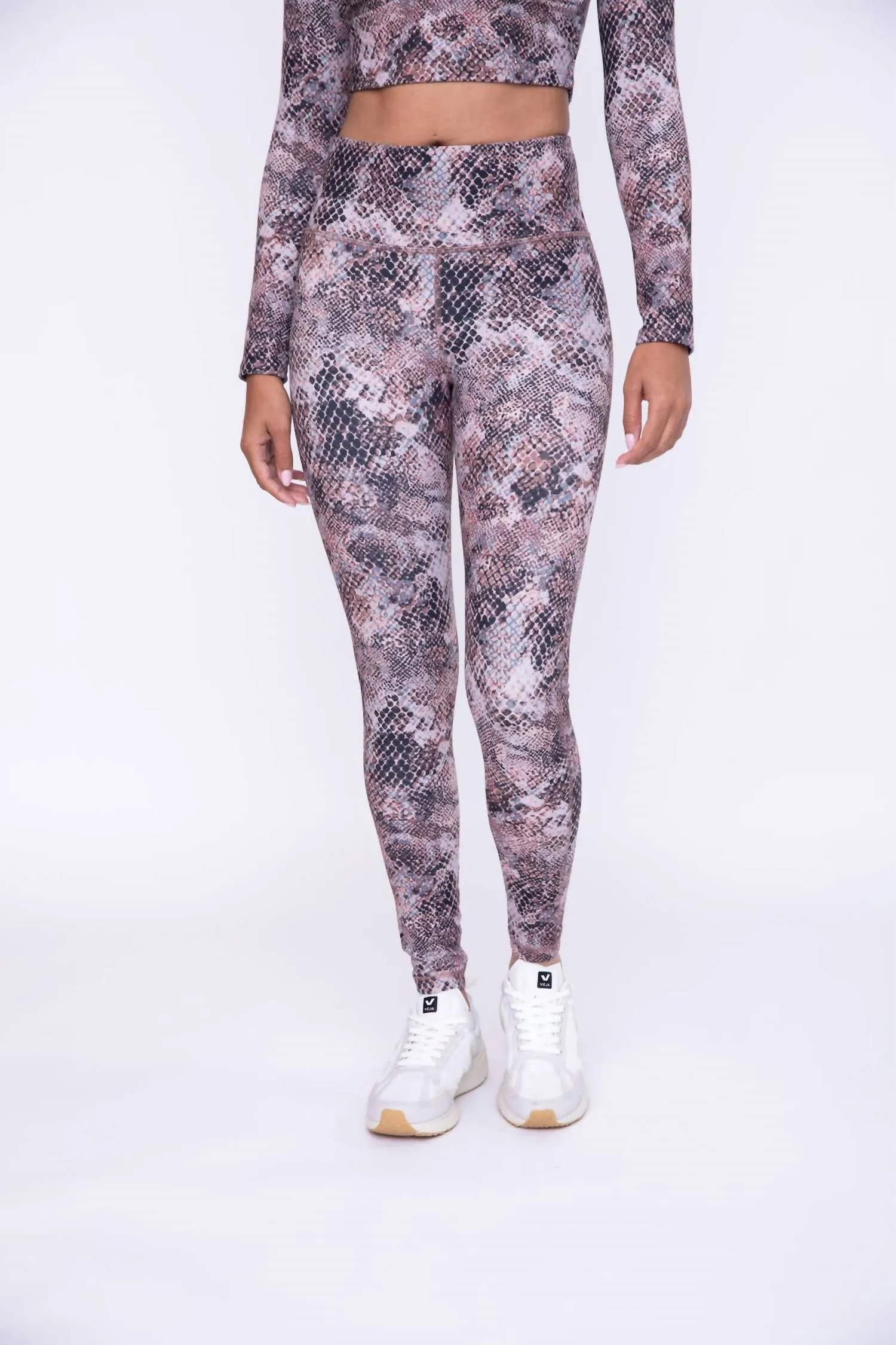Hochtaillierte Leggings im Dusty Snake-Print