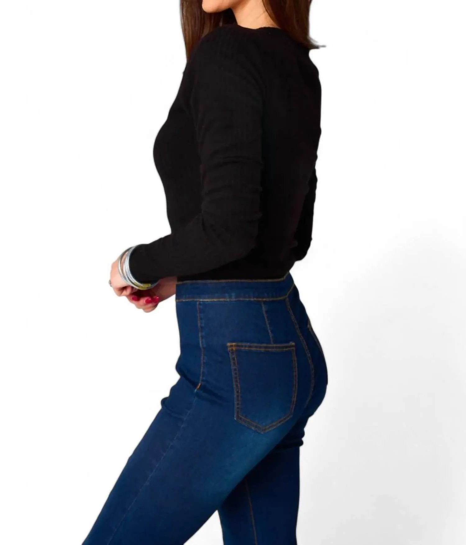 Holly Langarm-Body mit Knopfleiste in Schwarz