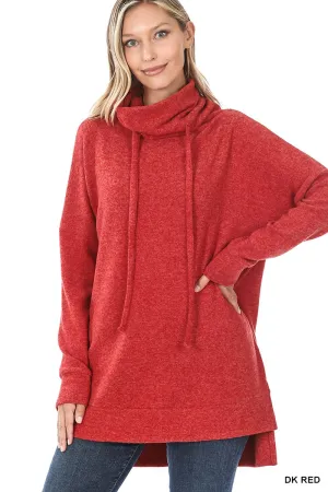 HT-25061C5 Zenana Melange Hacci Tunika-Pullover mit gebürsteter Oberfläche
