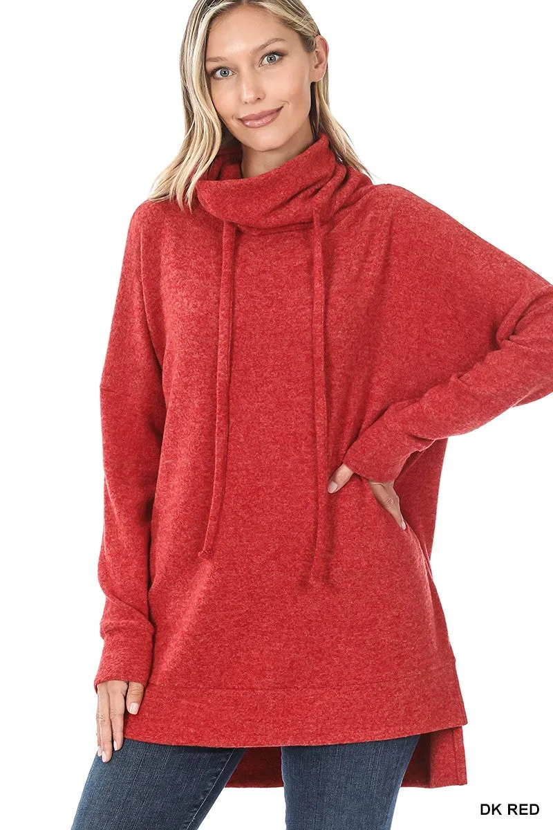 HT-25061C5 Zenana Melange Hacci Tunika-Pullover mit gebürsteter Oberfläche