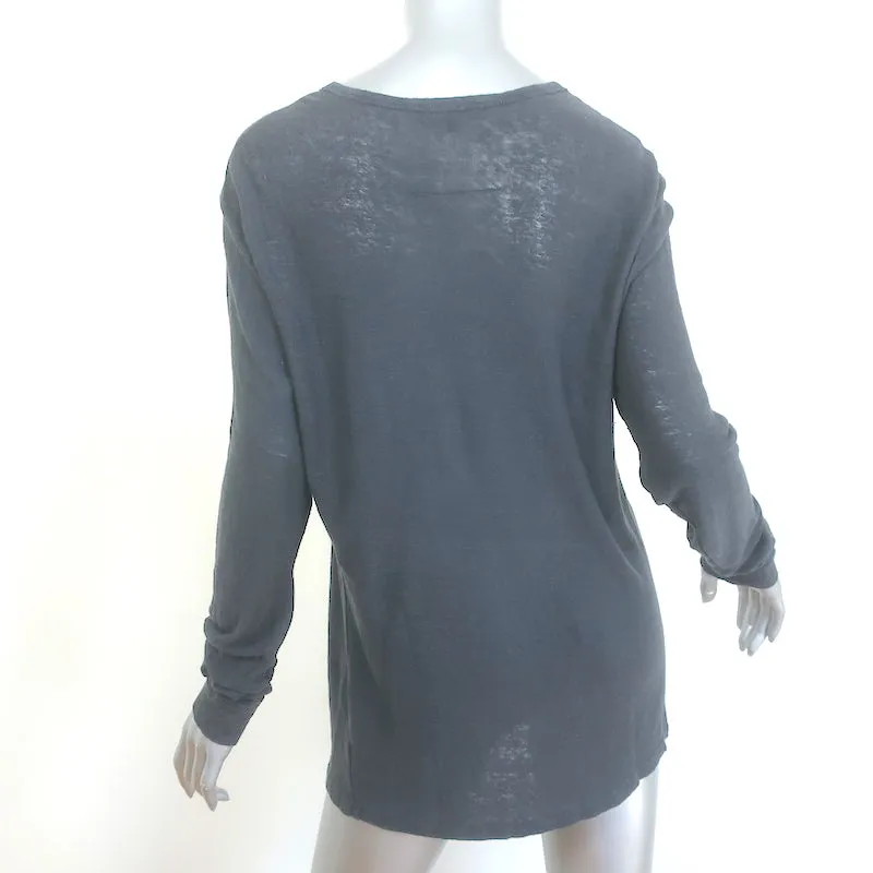 IRO Jordan Langarm-Shirt Grau Leinen-Jersey Größe M