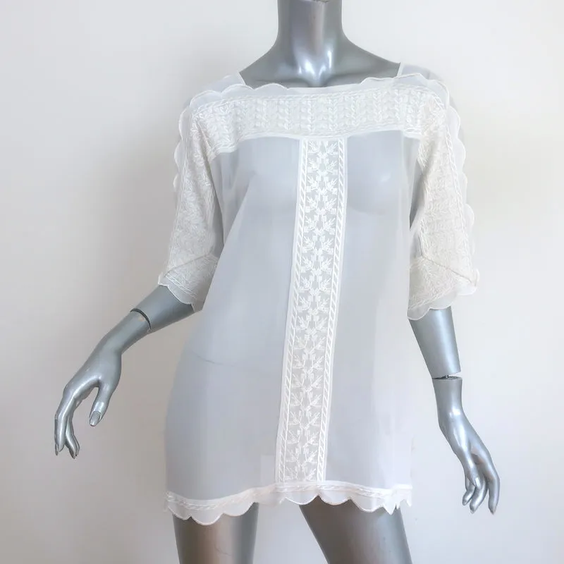 Isabel Marant Etoile Axel Bluse Weiß Bestickte Georgette Größe 38