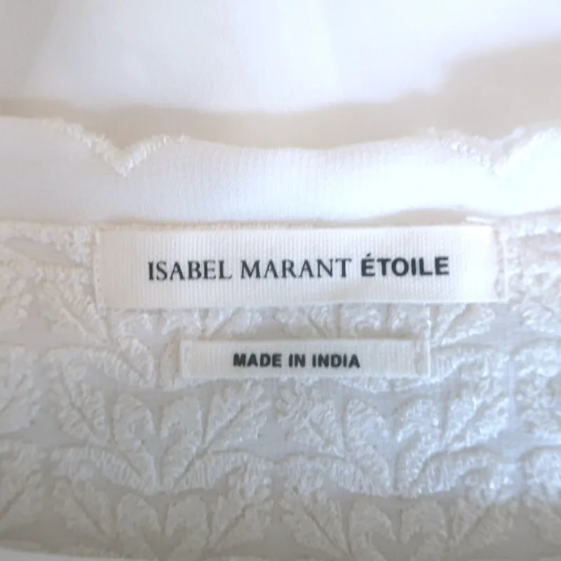 Isabel Marant Etoile Axel Bluse Weiß Bestickte Georgette Größe 38