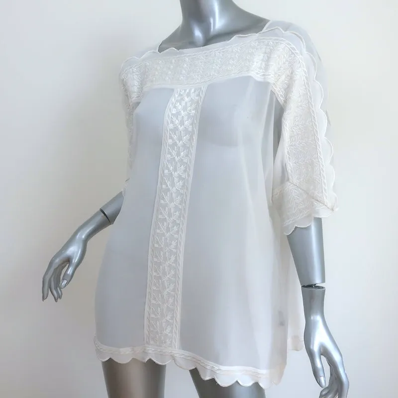 Isabel Marant Etoile Axel Bluse Weiß Bestickte Georgette Größe 38