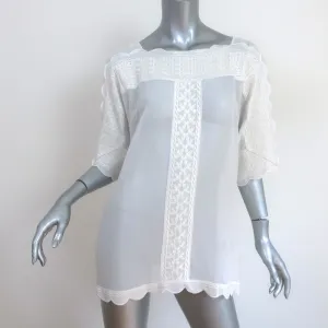 Isabel Marant Etoile Axel Bluse Weiß Bestickte Georgette Größe 38