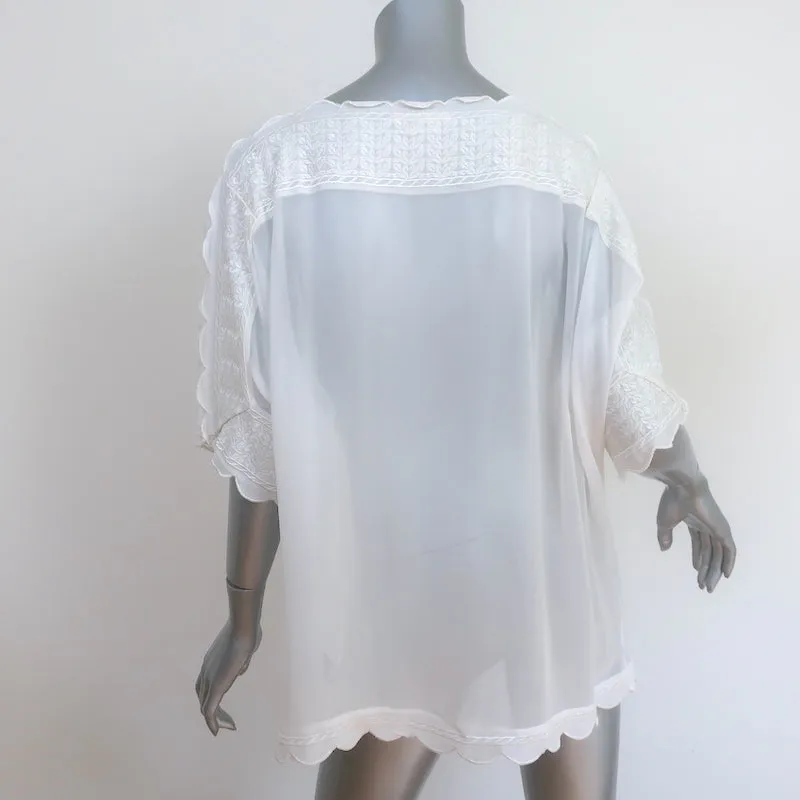 Isabel Marant Etoile Axel Bluse Weiß Bestickte Georgette Größe 38