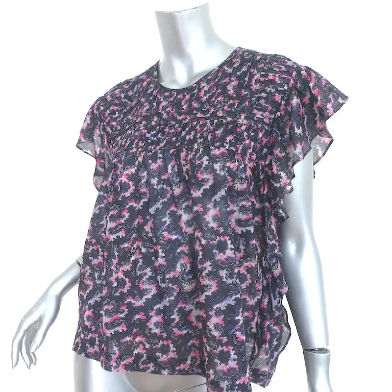 Isabel Marant Etoile Bluse Ilayona Bedruckte Baumwolle Größe 36 Flatterärmeliges Top