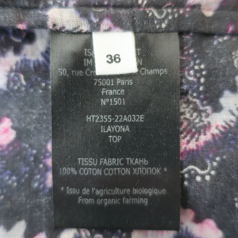 Isabel Marant Etoile Bluse Ilayona Bedruckte Baumwolle Größe 36 Flatterärmeliges Top