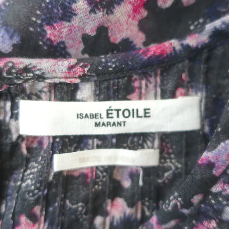 Isabel Marant Etoile Bluse Ilayona Bedruckte Baumwolle Größe 36 Flatterärmeliges Top